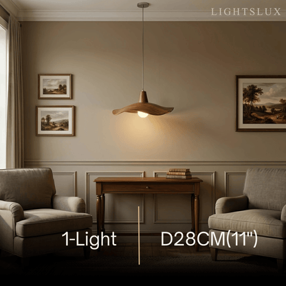 Wave Pendant Light – Mahogany Resin & Metal Design