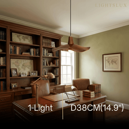 Wave Pendant Light – Mahogany Resin & Metal Design