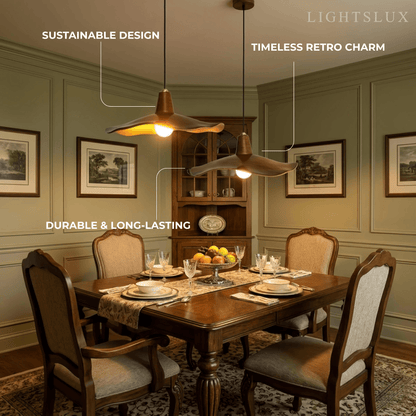 Wave Pendant Light – Mahogany Resin & Metal Design