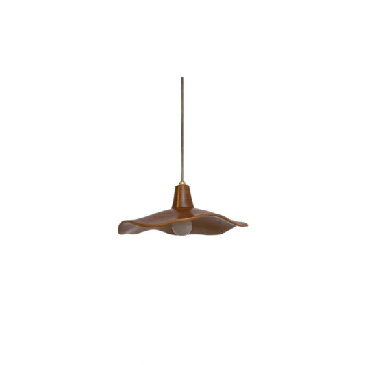 Zenno Retro Wave Pendant Light – Mahogany Resin & Metal Design for Dining Room
