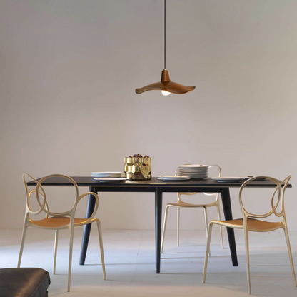 Retro Wave Pendant Light – Mahogany/Resin & Metal Dining Room