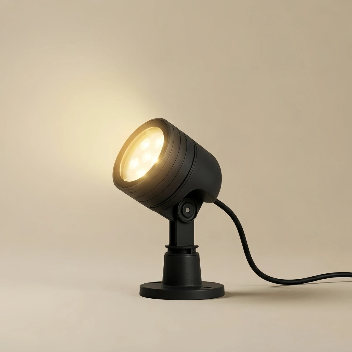 Irondale Modern Cylindrical Outdoor Ground Light – Black Metal/Glass for Garden