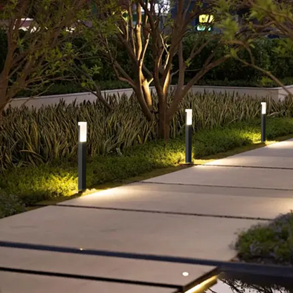 Modern Pathway Lights - Black Metal & Acrylic Rectangular Design for Garden