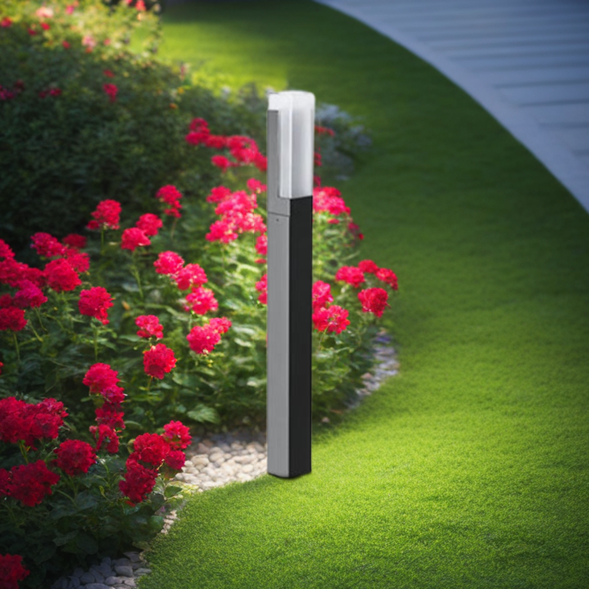 Modern Pathway Lights - Black Metal & Acrylic Rectangular Design for Garden