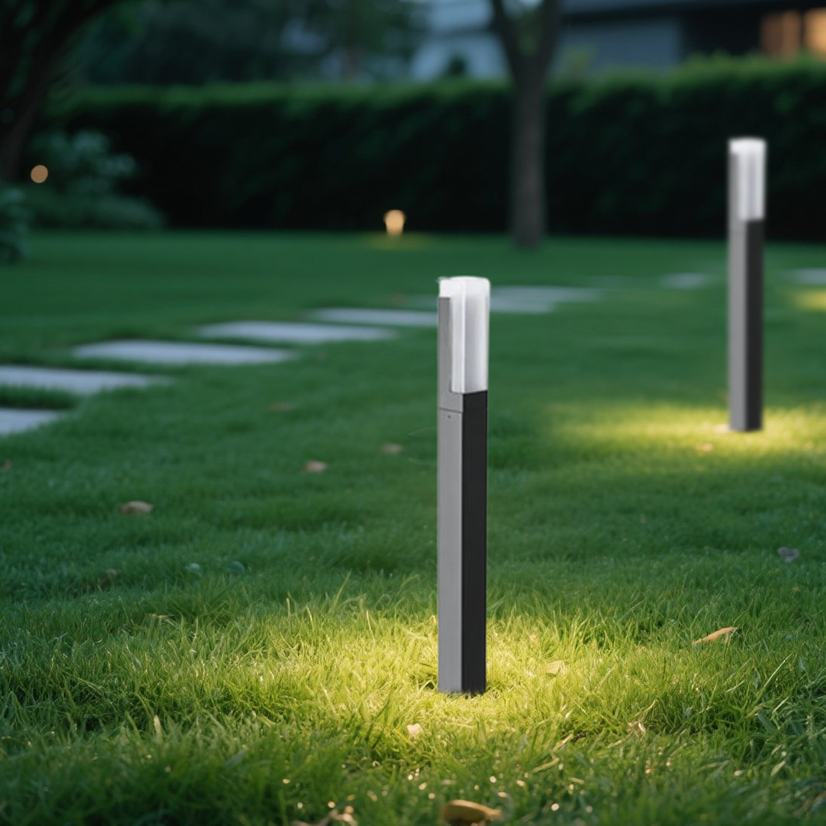 Modern Pathway Lights - Black Metal & Acrylic Rectangular Design for Garden