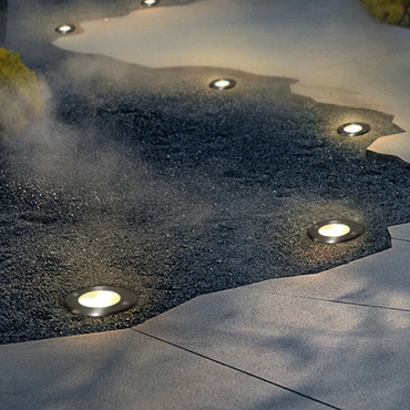 Minimalist Outdoor Ground Lights - Black Metal & Glass Round Design for Garden