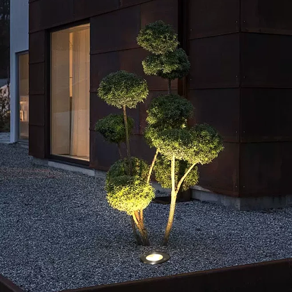 Minimalist Outdoor Ground Lights - Black Metal & Glass Round Design for Garden