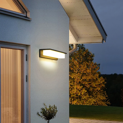 Modern Outdoor Wall Lamp - Black Metal & Acrylic Rectangular Design for Garden