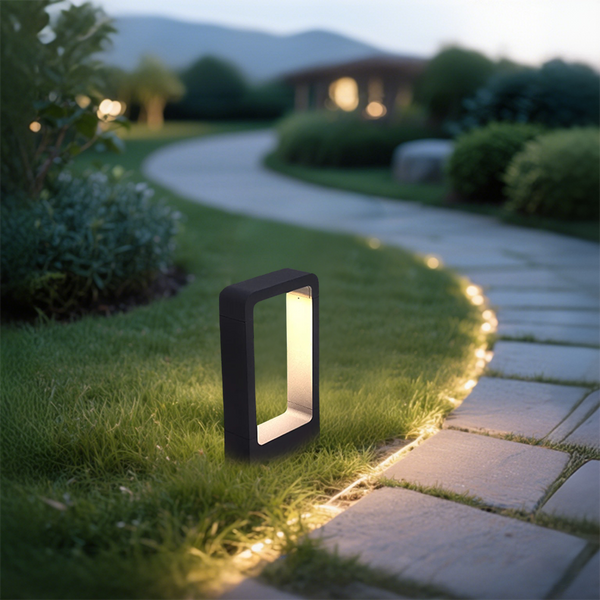 Lámpara de camino LED moderna de metal negro – Iluminación exterior para jardín