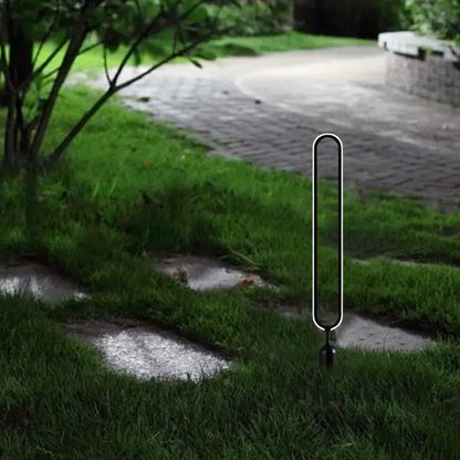 Industrial Pathway Light - Black Metal & Acrylic Ring Design for Garden