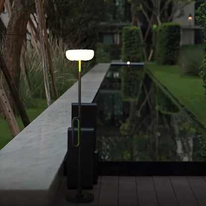 ALS661 Modern Outdoor Floor Lamp - Black Metal & Acrylic Bowled Design for Courtyard
