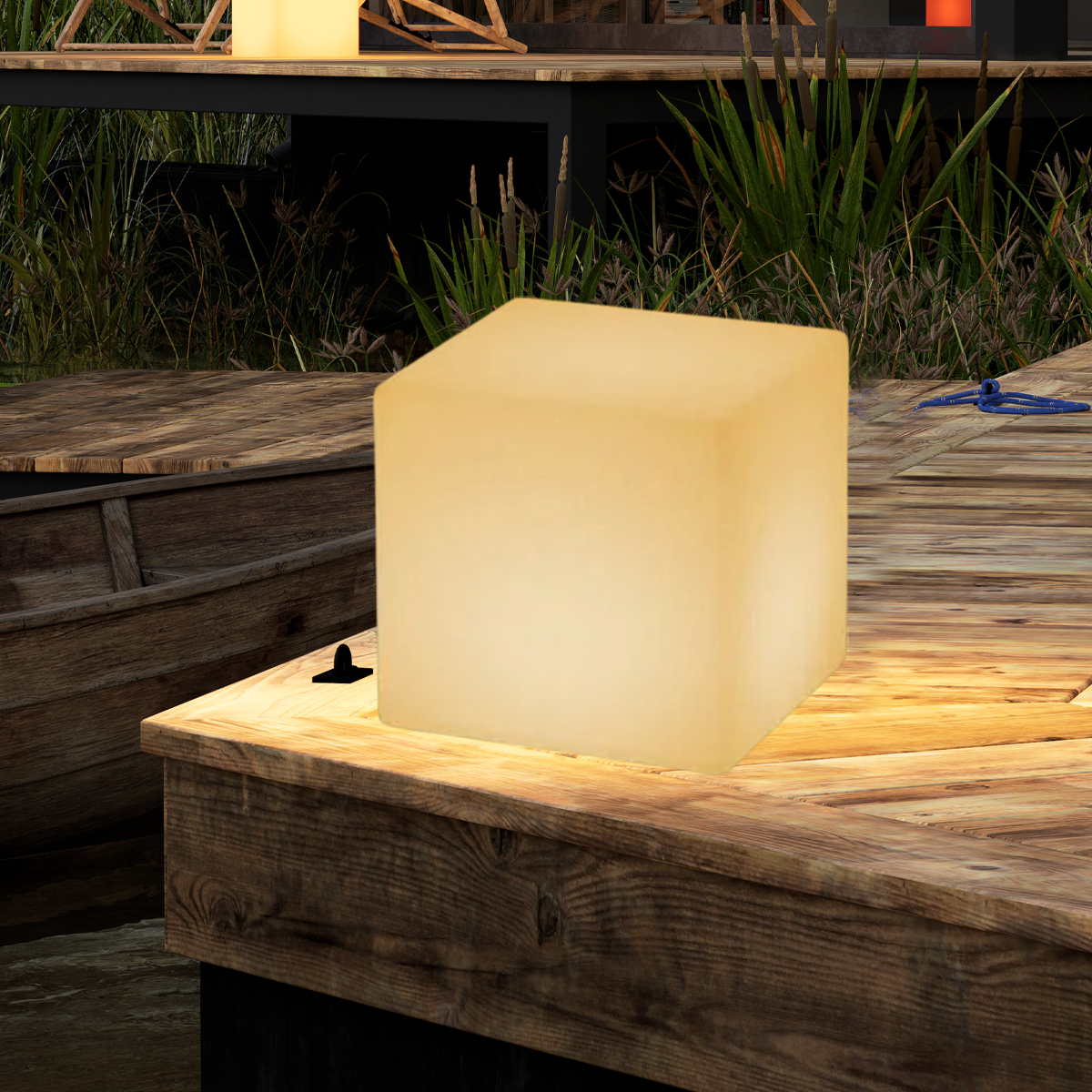 Modern Pathway Lights - White Acrylic Square Design for Garden