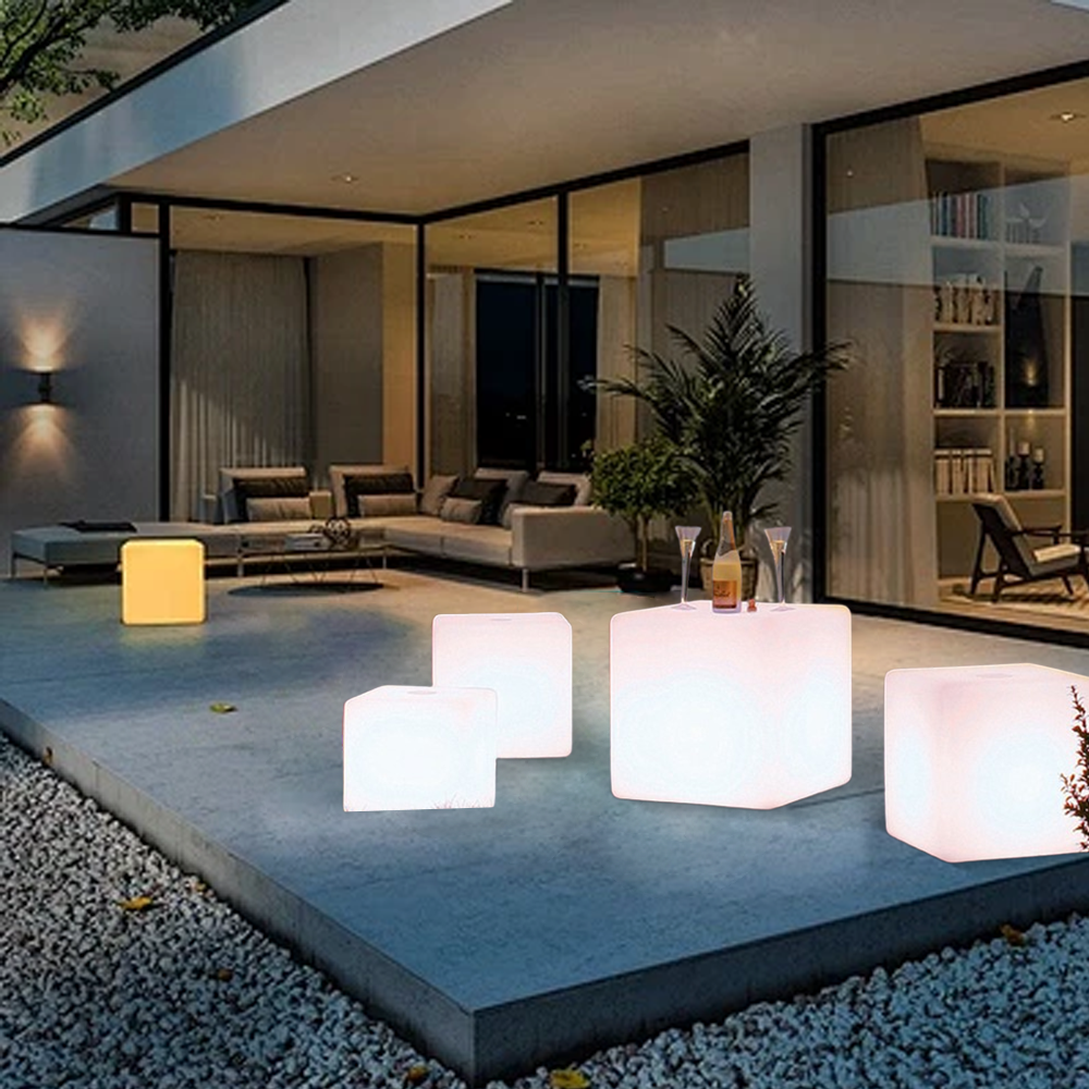 Pathway Lights - White Acrylic Square Design for Garden