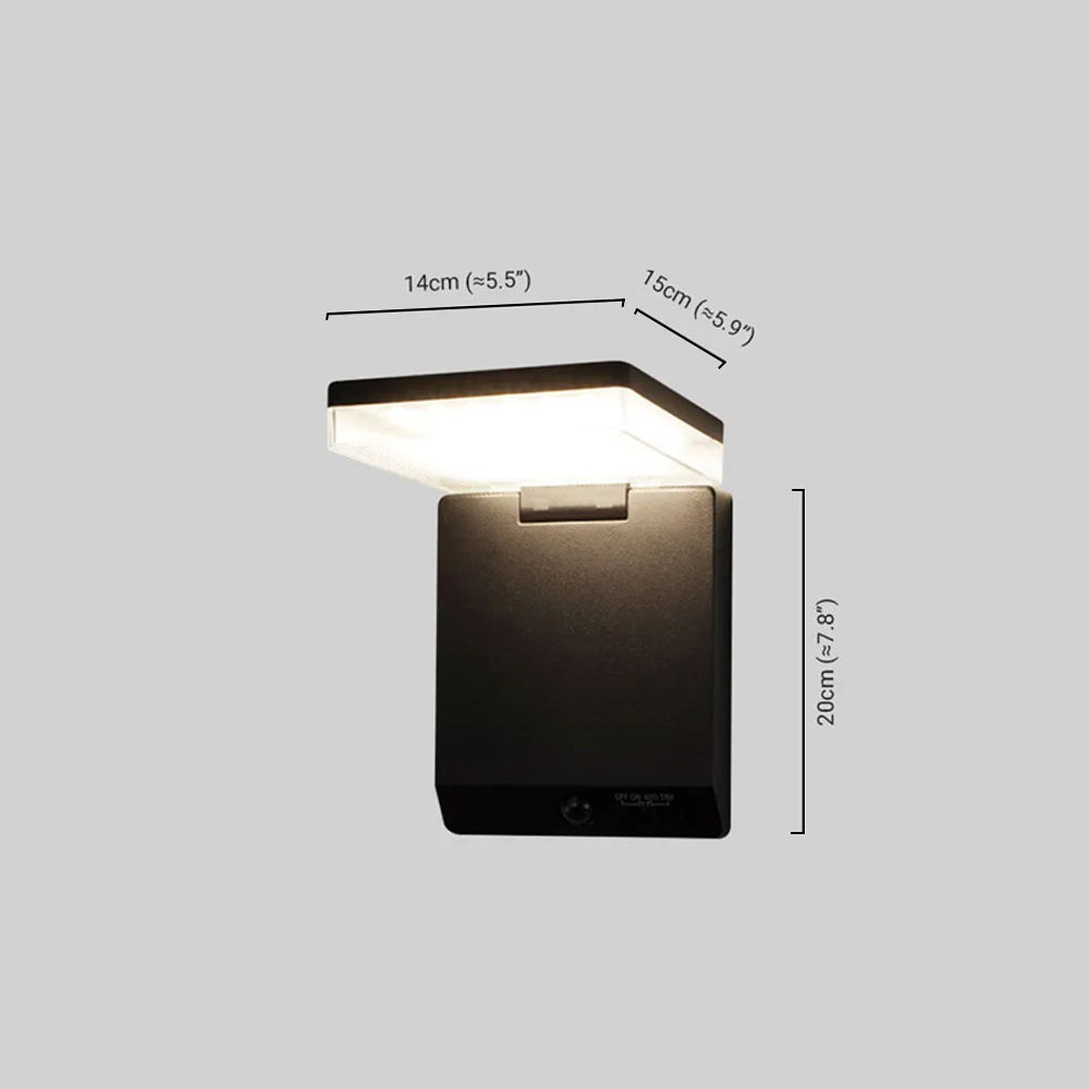 Modern Solar Outdoor Wall Lamp dimensions