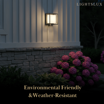 Arcato Modern Rectangular Outdoor Wall Lamp – Black Acrylic Solar Light with Sensor