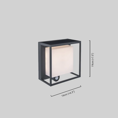 Arcato Modern Rectangular Outdoor Wall Lamp – Black Acrylic Solar Light with Sensor