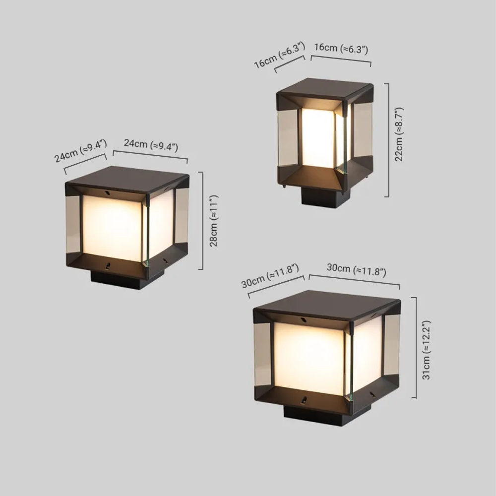 Modern Pathway Lights - Black Metal Rectangular/Square Design for Garden