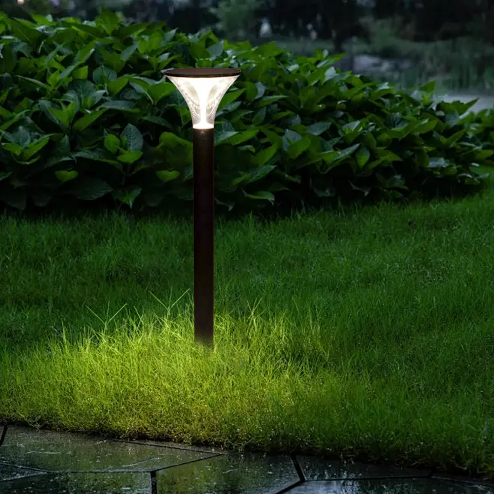 Arcato Modern Cylindrical Pathway Light – Black Metal/Acrylic Solar Outdoor Lamp