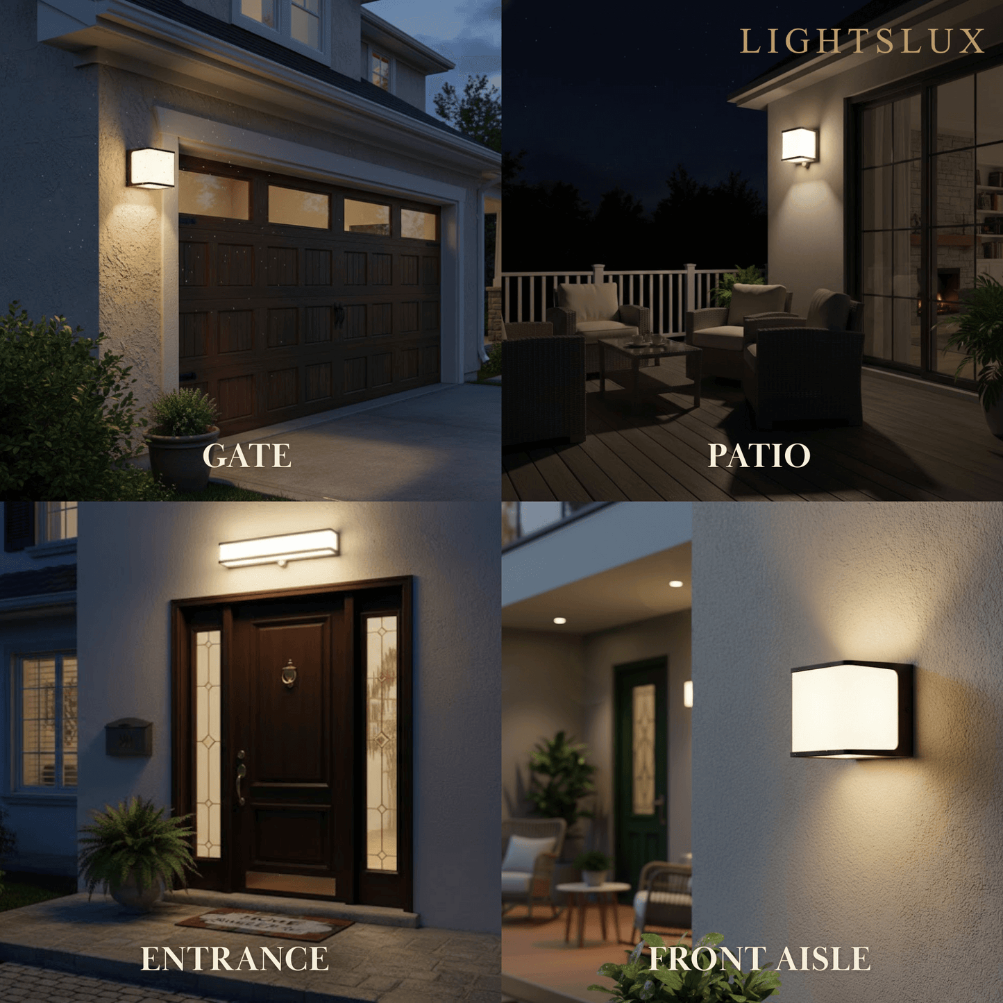 Lunara Modern Solar LED Outdoor Wall Lamp – Waterproof Sensor Light for Courtyard
