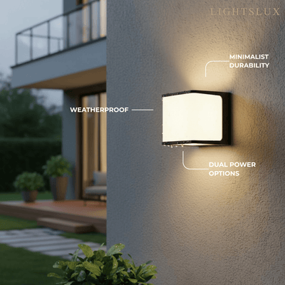 Lunara Modern Solar LED Outdoor Wall Lamp – Waterproof Sensor Light for Courtyard