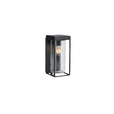 Irondale Modern Rectangular Solar Wall Lamp with Sensor – Black Metal/Glass Outdoor