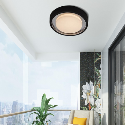 Modern Outdoor Wall Lamp - Black Metal & Acrylic Round Design