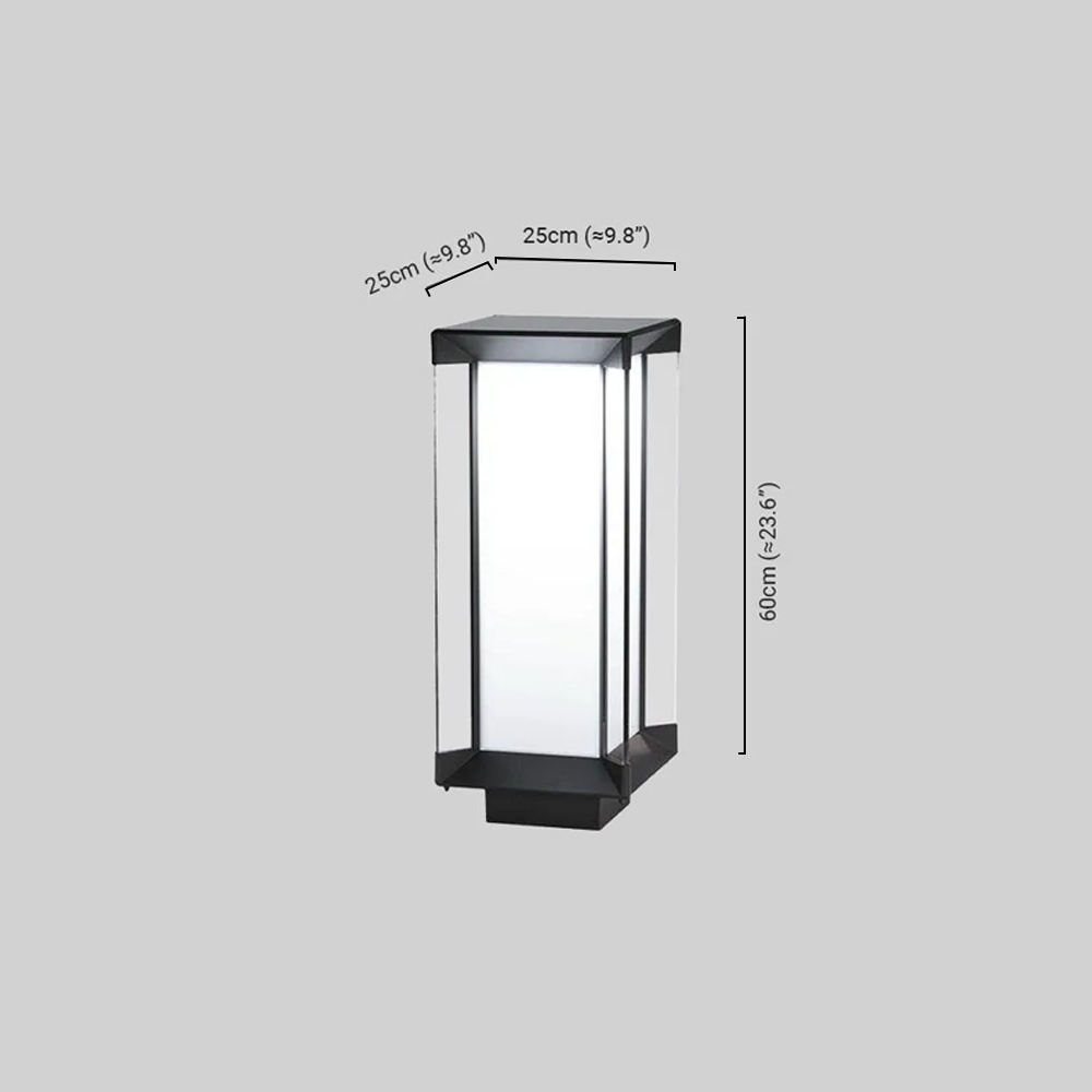 Arcato Modern Outdoor Floor Lamp - Black Cuboid Metal & Glass with RGB Lighting