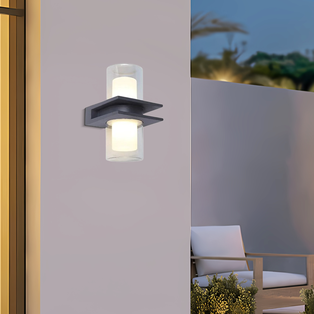 Modern Outdoor Wall Lamp - Black 