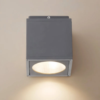 Arcato Industrial Outdoor Ceiling Light - Grey Metal Glass Square Design for Patio