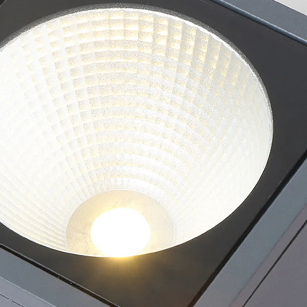 Industrial Outdoor Ceiling Light - Grey  Metal Glass Square Design for Patio