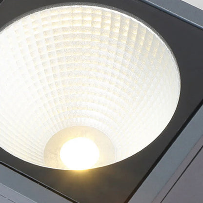 Industrial Outdoor Ceiling Light - Grey  Metal Glass Square Design for Patio