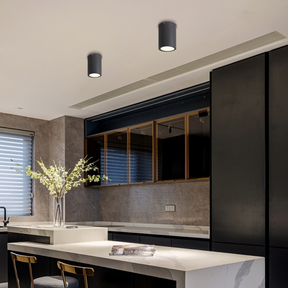 Modern Outdoor Ceiling Lights - Black Metal & Glass