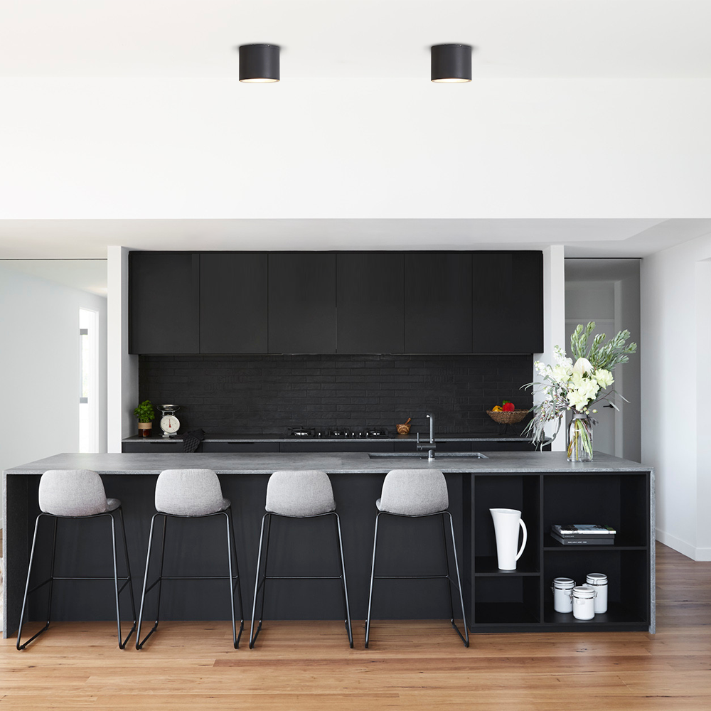 Ceiling Lights - Black Metal & Glass Cylindrical Design for Garden