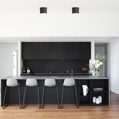 Ceiling Lights - Black Metal & Glass Cylindrical Design for Garden