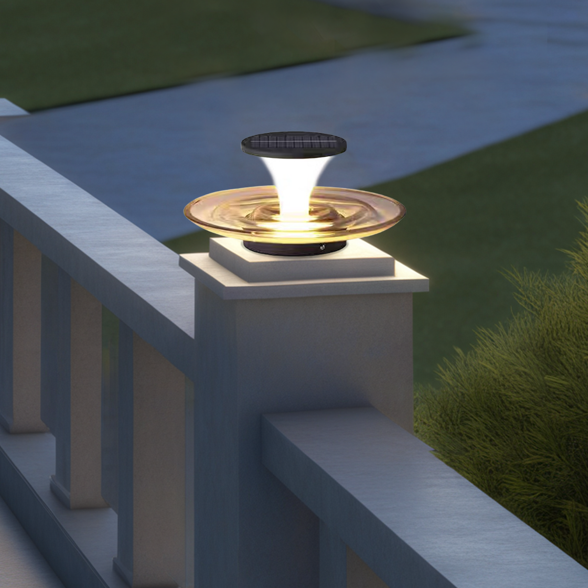 Modern Round Solar Outdoor Ground Lamp for Garden