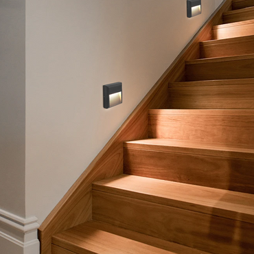 Modern Metal/Acrylic Staircase Wall Lamp - Black Round/Square for Indoor/Outdoor