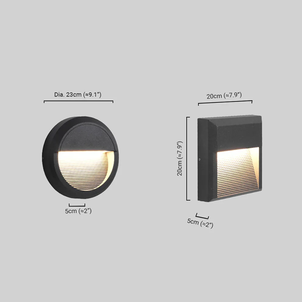 Modern Metal/Acrylic Staircase Wall Lamp - Black Round/Square for Indoor/Outdoor