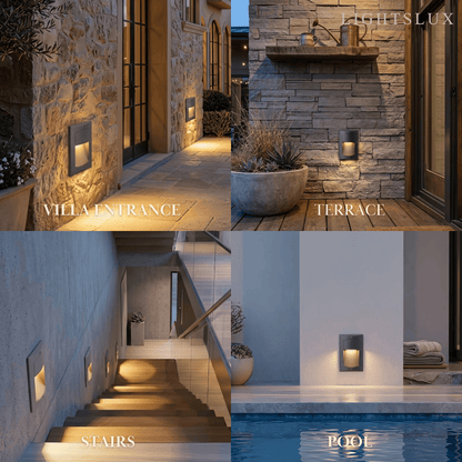 Modern Rectangular Outdoor Deck Step Light 