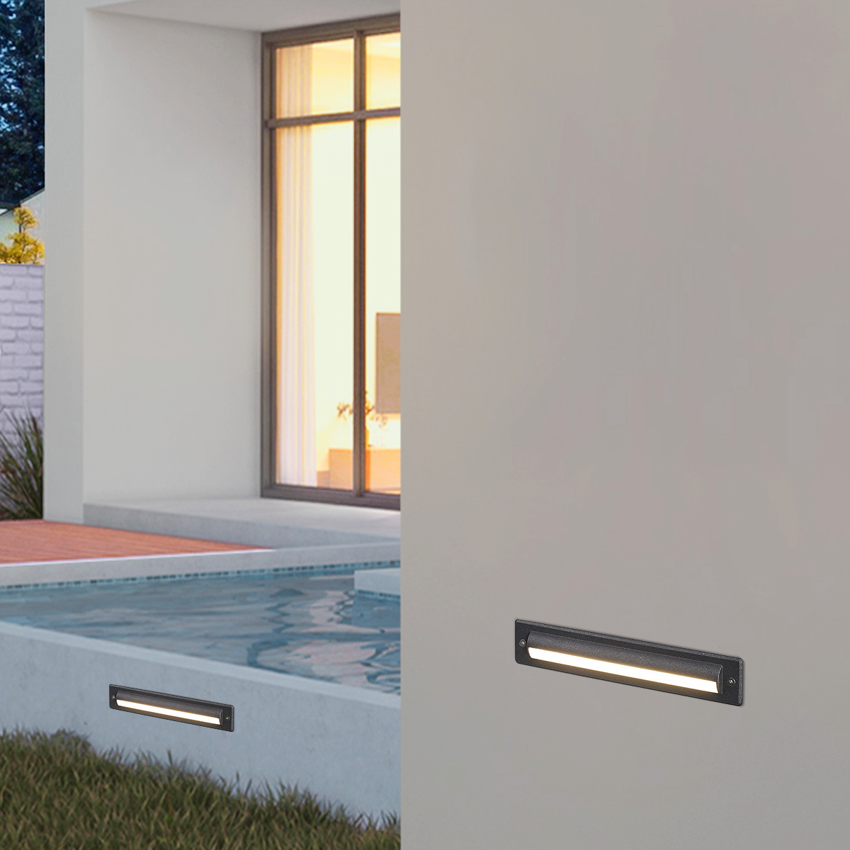 Modern Rectangular Outdoor Deck Step Light