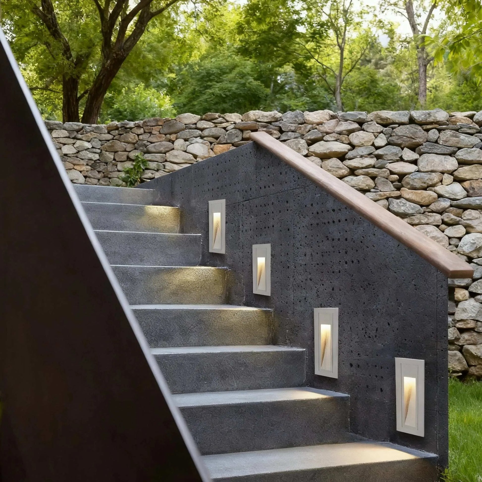 Modern LED Deck Step Light – Black Metal Waterproof Sensor Light for Stairs