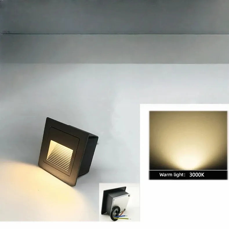 Modern LED Deck Step Light – Black Metal Waterproof Sensor Light for Stairs