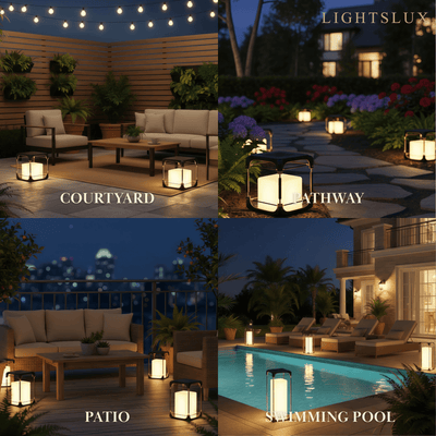 Arcato Modern Square Outdoor Floor Lamp — Black Metal/Acrylic Lantern for Patio