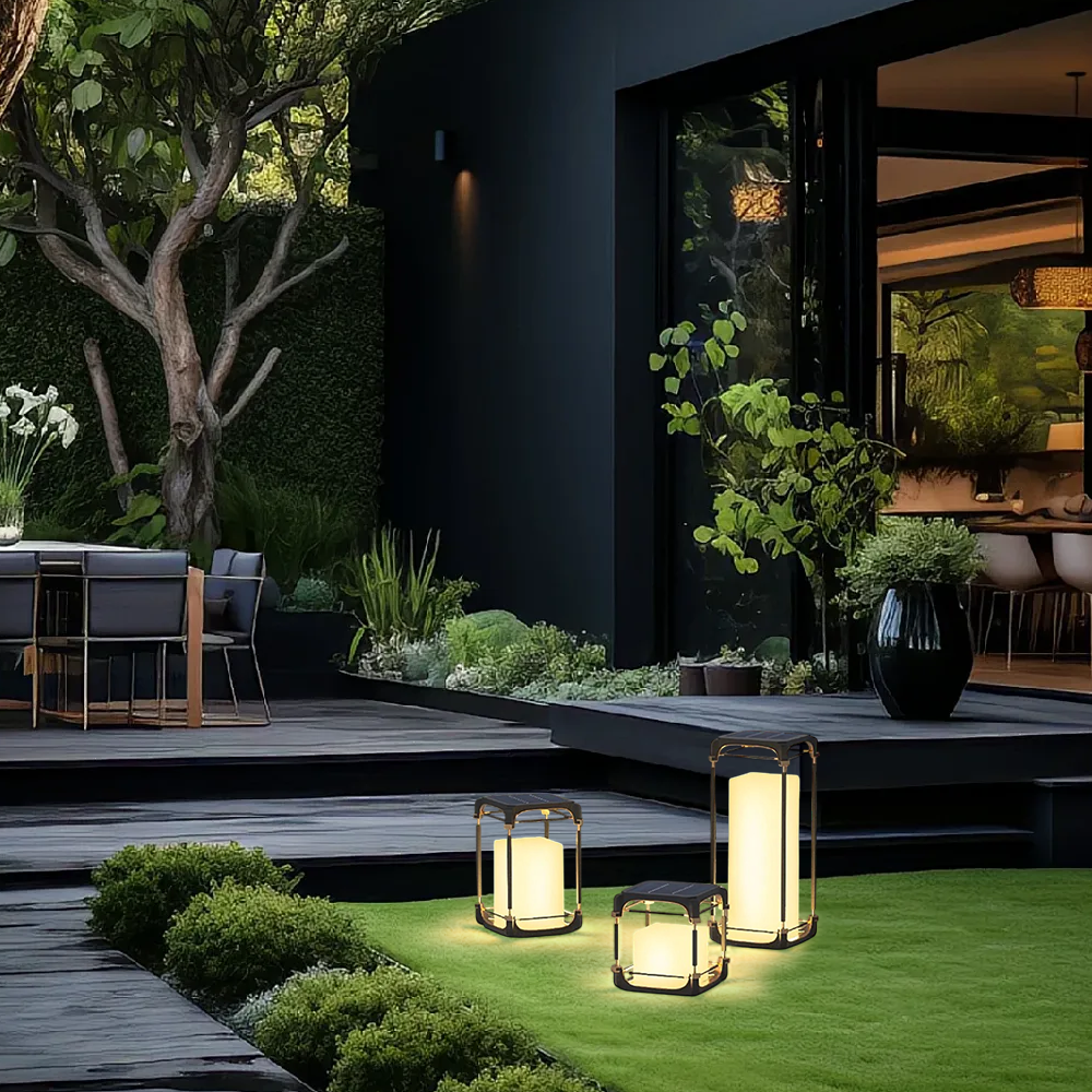 Arcato Modern Square Outdoor Floor Lamp — Black Metal/Acrylic Lantern for Patio
