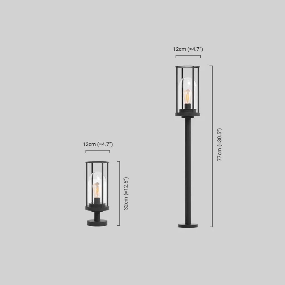 Modern Metal Outdoor Pathway Light  dimensions