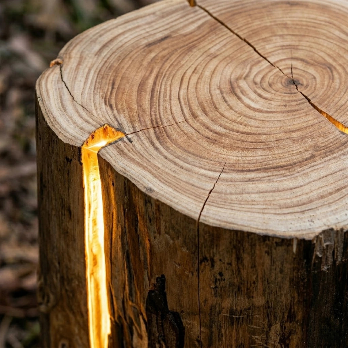 Lámpara de exterior Botanica Art Deco con forma de tocón de árbol – Resina con aspecto de madera natural para patio/jardín