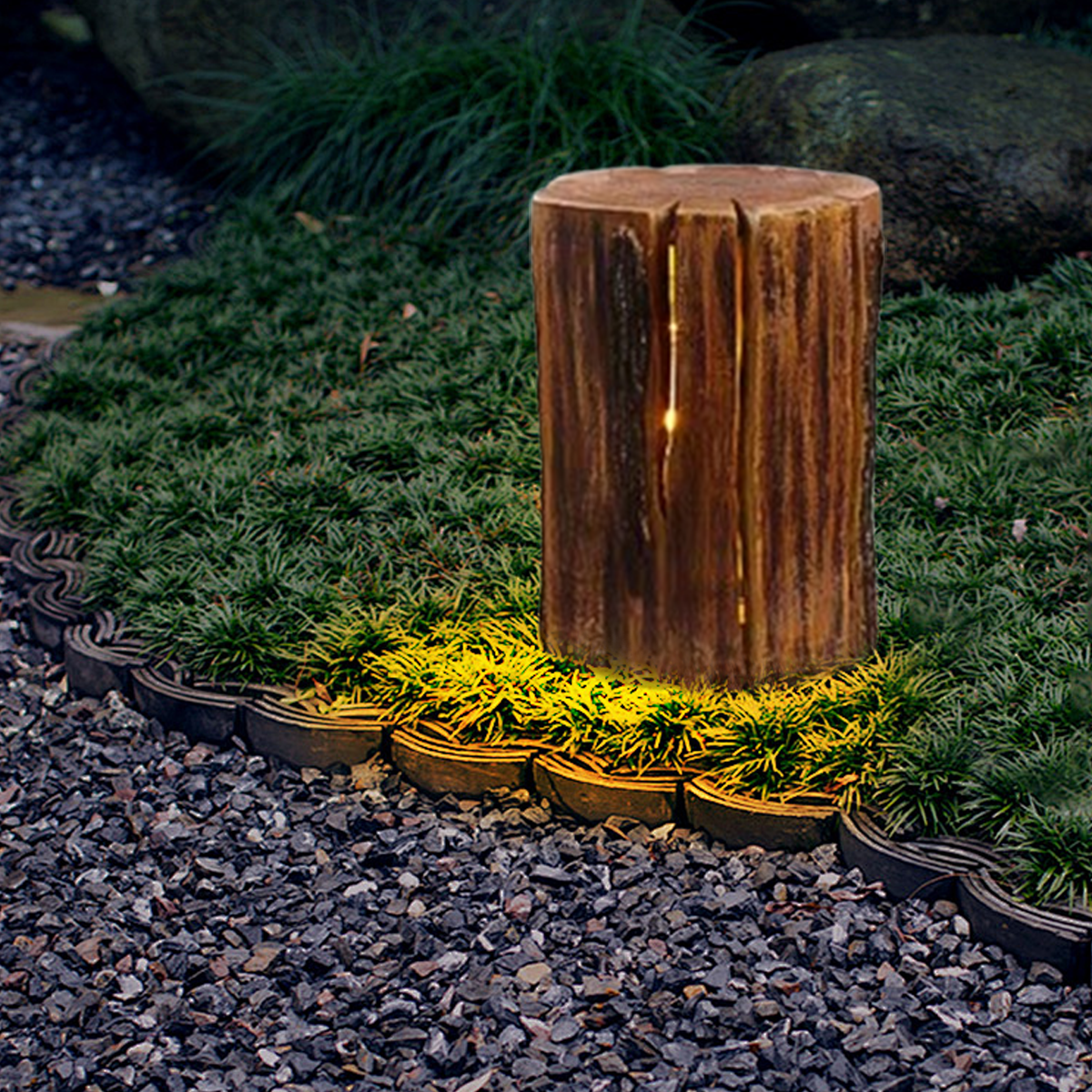 Art Deco Tree Stump Outdoor Lamp 