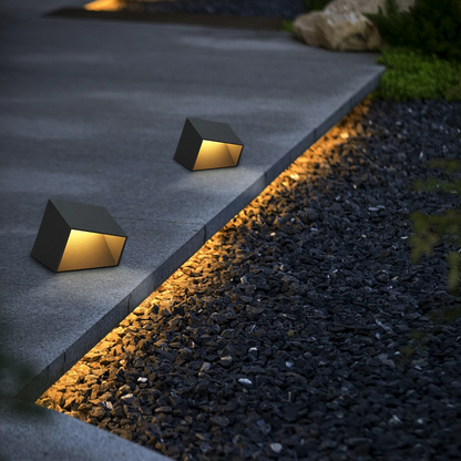 Modern Solar Pathway Lights - Black Irregular Metal & Acrylic Design for Garden