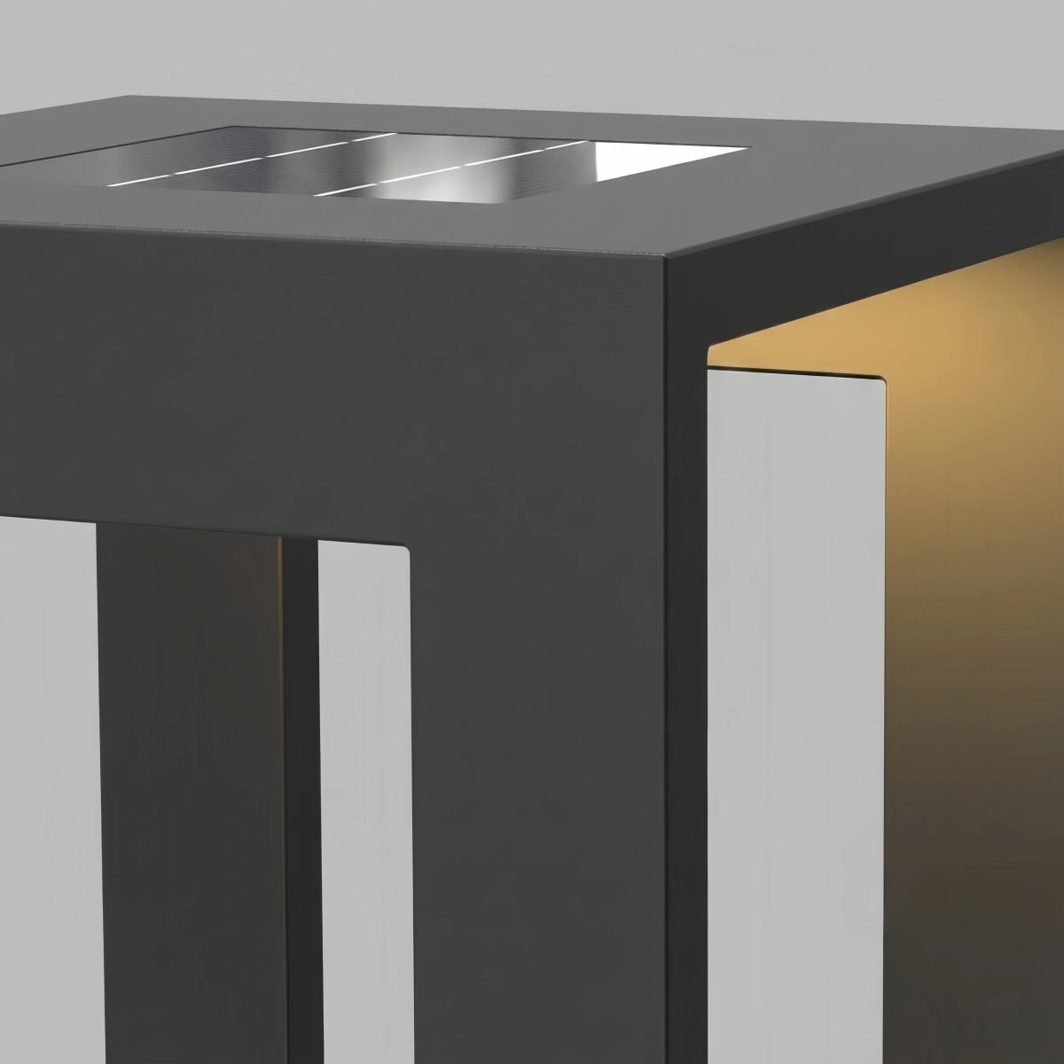 Lámpara de pie solar cuadrada moderna - Metal negro resistente a la intemperie para terraza y exteriores