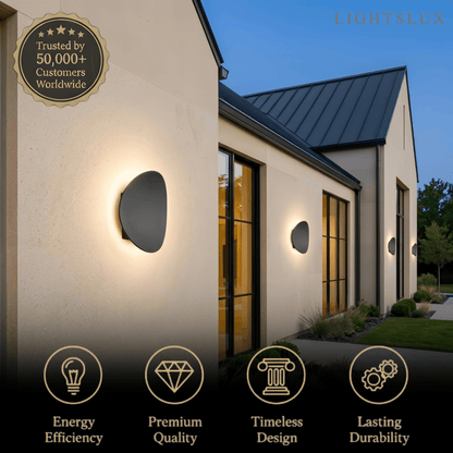 Velora Minimalist Pebble Outdoor Wall Lamp