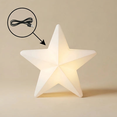 Vivara Modern Outdoor Path Lamp - White Acrylic Star Design Garden/Courtyard